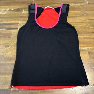 Stefanel Color Block Tank Top Stretchy Small Black Pink Red Soft